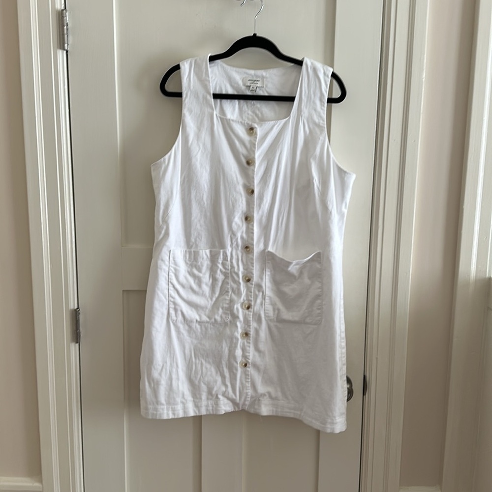 LINEN-BLEND SQUARE-NECK MINI DRESS